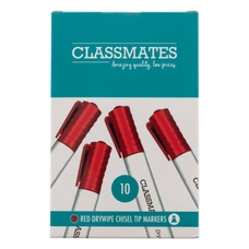 Classmates Whiteboard Marker - Red - Chisel Tip - Pack of 10